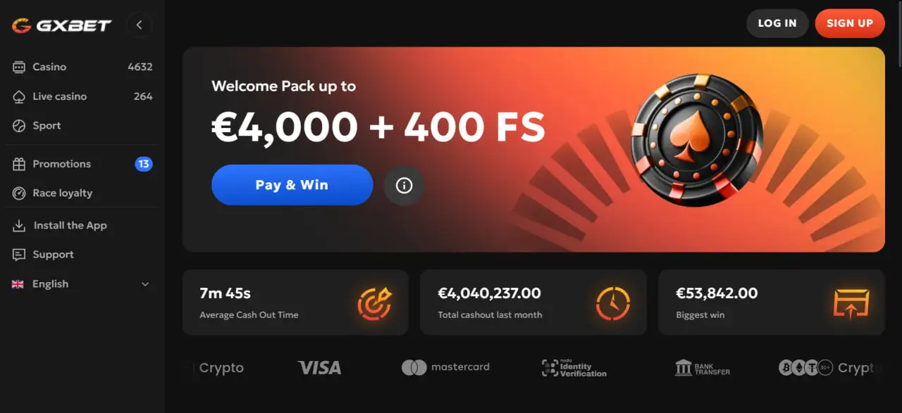 GamixBet Casino hoofdpagina