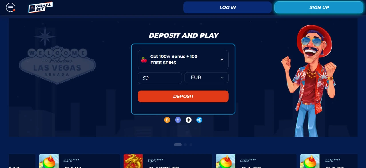 GonzaBet Casino hoofdpagina