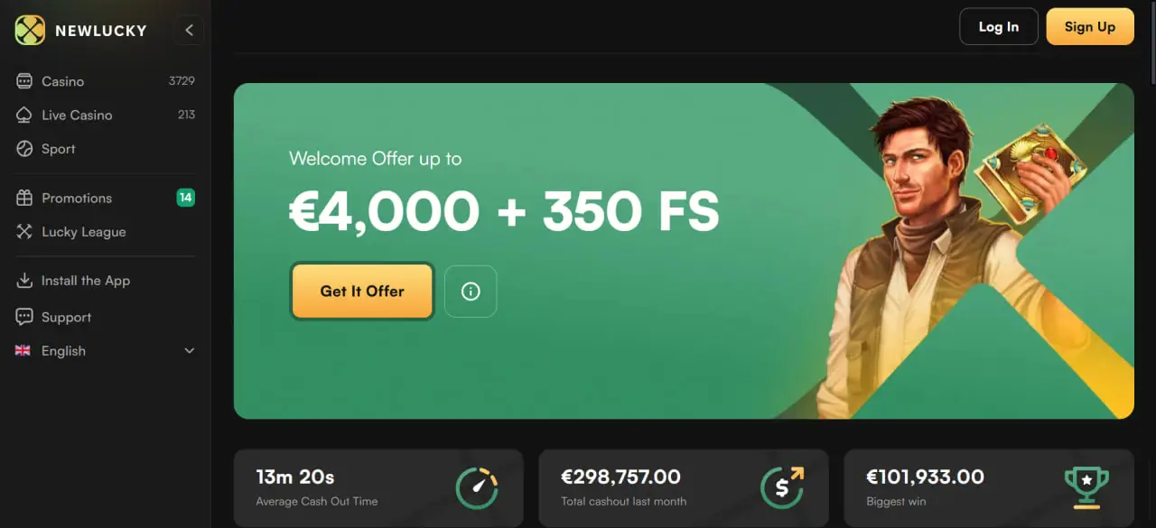 NewLucky hoofdpagina