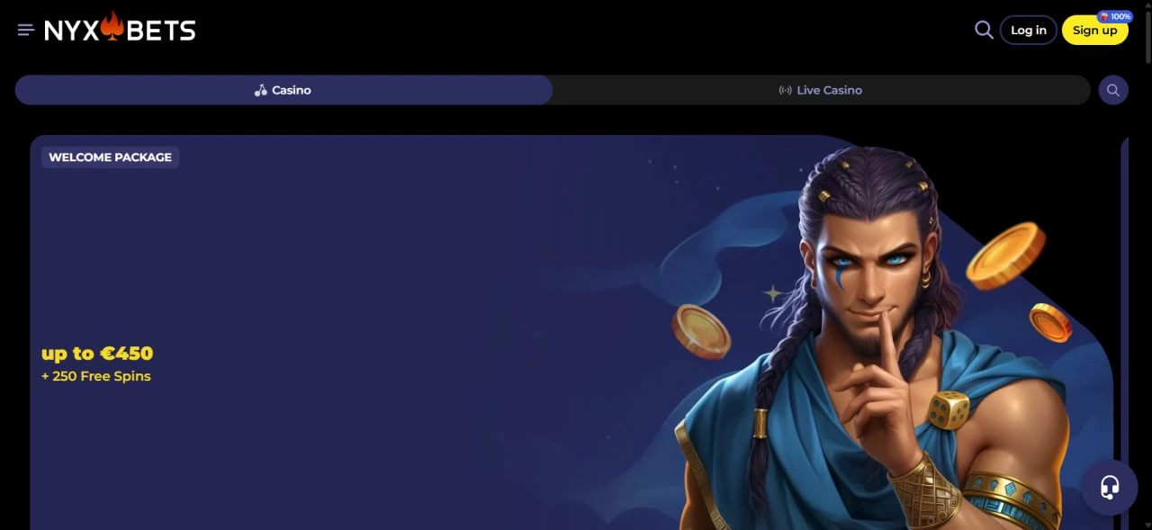 Nyxbet Casino hoofdpagina